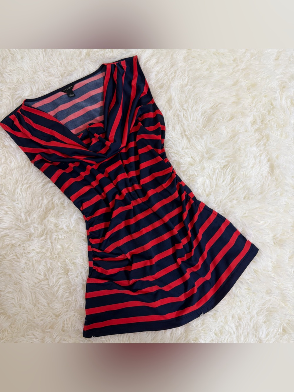 Ann Taylor Navy and Orange Boatneck Blouse